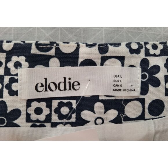 Elodie Navy Blue and White Floral Checkered Skirt/NWOT, Size  Large - Picture 4 of 5